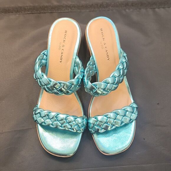 BRAND NEW ROCK&CANDY BY ZIGI DOUBLE BRAIDED STRAPS LOW BLOCK-HEEL SANDAL - Picture 3 of 16